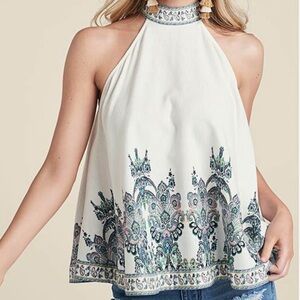 VENUS Linen, patterned, mock, tie top